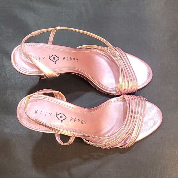 KATY PERRY BRYSON METALLIC OPEN-TOE HEEL STRAPPY SANDAL - Picture 9 of 15